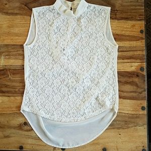 Sheer lace high low tank, m/l nwot